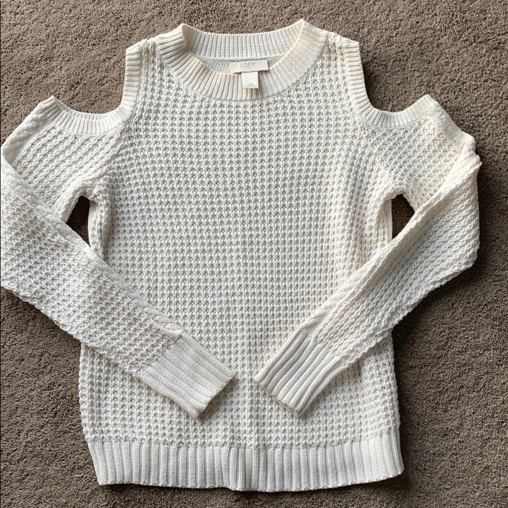 Loft XS cold shoulder cream sweater